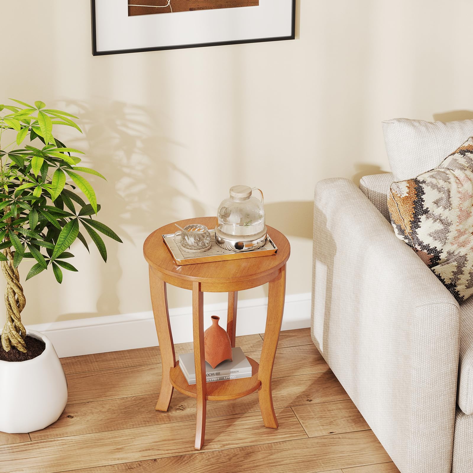 Amazon.com: Giantex Round End Table Set of 2, Retro Nightstand